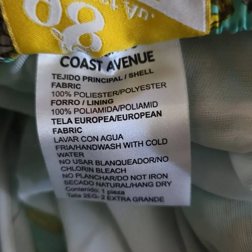 98 Coast Av. Men's Size XXL Teal Yellow Banana Print Swim Bottoms